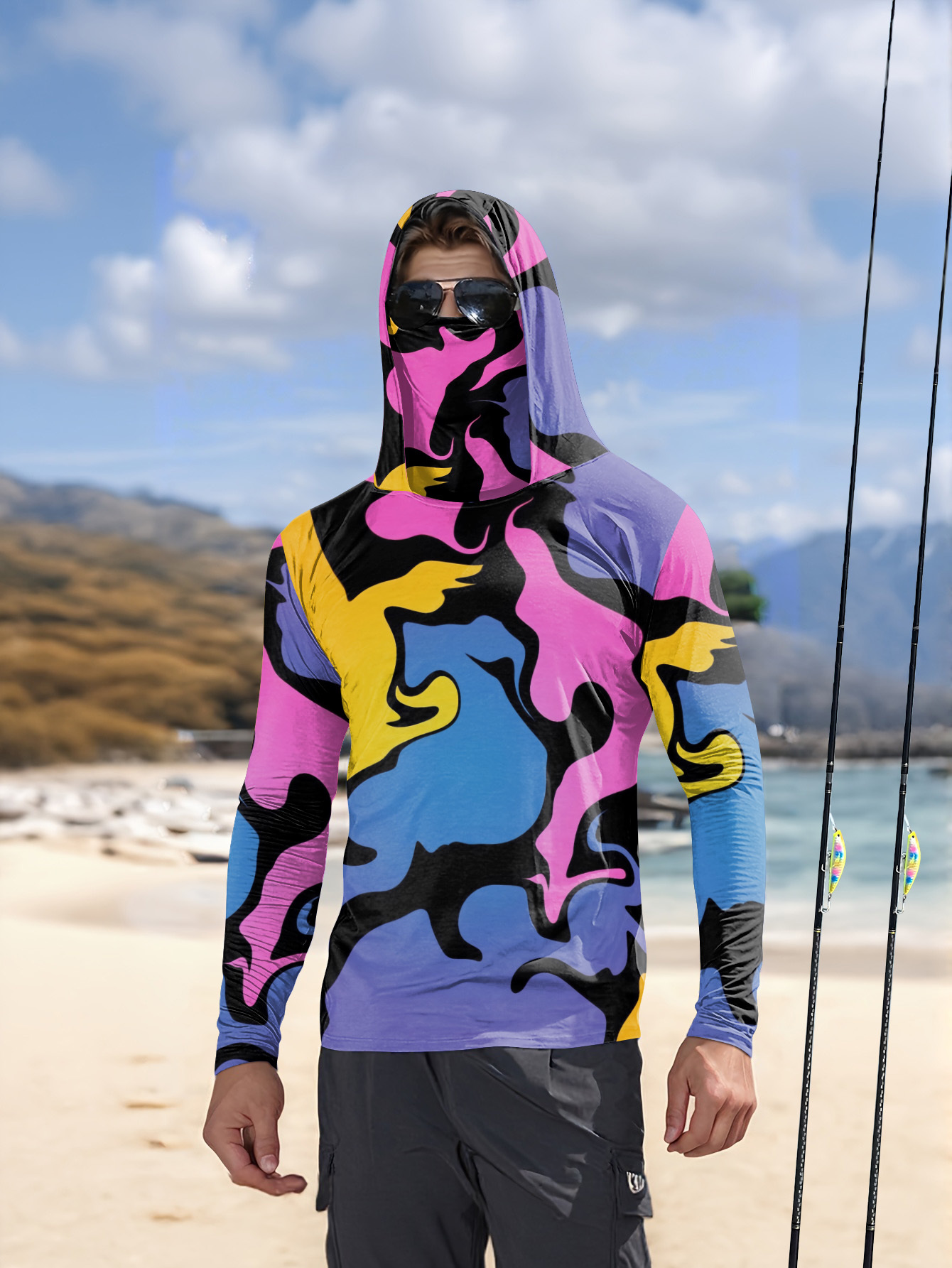 Hunting Fishing Outdoor - Balıkçılık kapüşonlu sweatshirt erkek uzun kollu