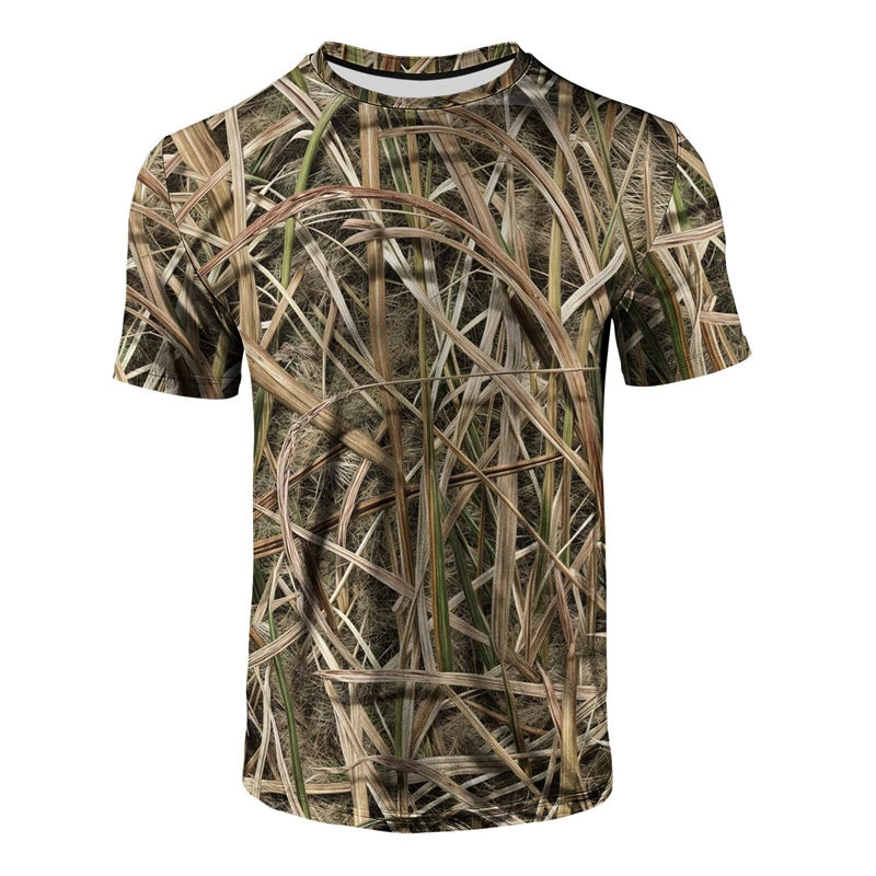 Hunting And Outdoor Shop - Erkek Çim Kamuflaj Baskılı Tişört Günlük