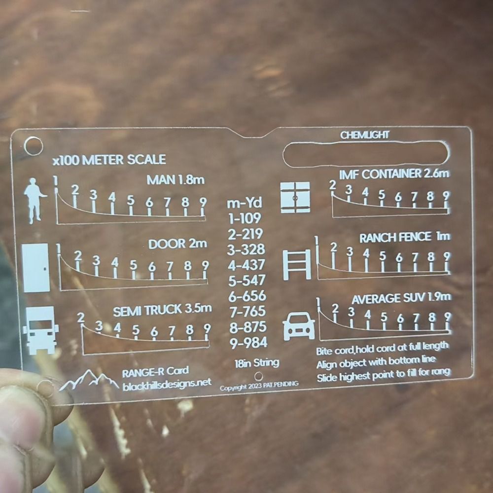 Outdoor Hunting Range - Akrilik Dayanıklı Mesafe Ölçer Kartı Avcılık
