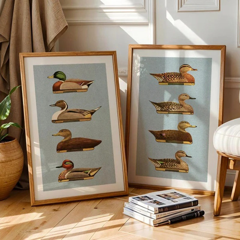 Outdoor Hunting Paintings - Retro Ördek Baskıları Açık Hava Sanatı