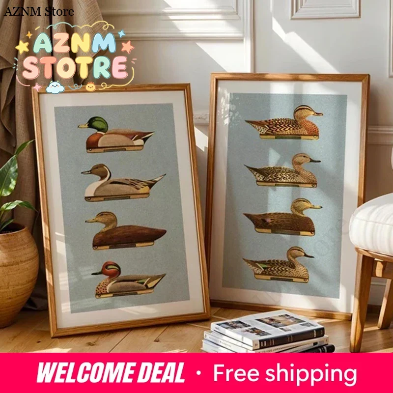Outdoor Hunting Paintings - Retro Ördek Baskıları Açık Hava Sanatı