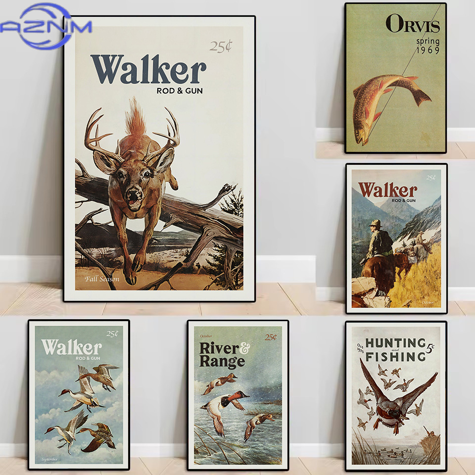 Outdoor Hunting Paintings - AZNM Retro Yaban Hayatı Açık Avcılık