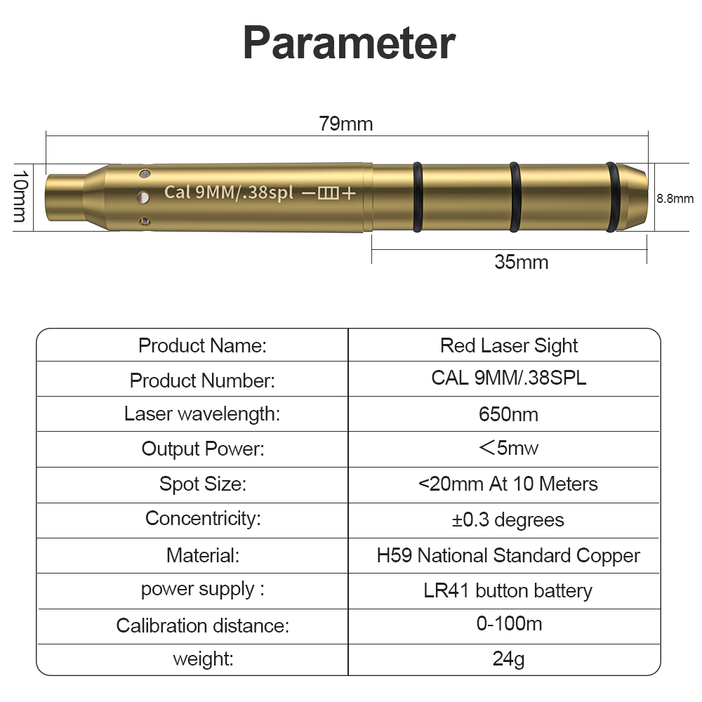 Outdoor Hunting Range - 9 MM/38SPL Kırmızı Lazer Boresighter Kartuş