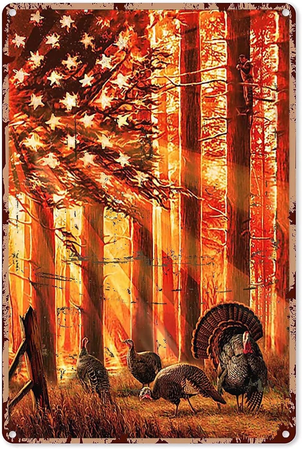 Outdoor Hunting Paintings - Avcılık Metal Tabela, Ormandaki Yırtıcılar, Ev
