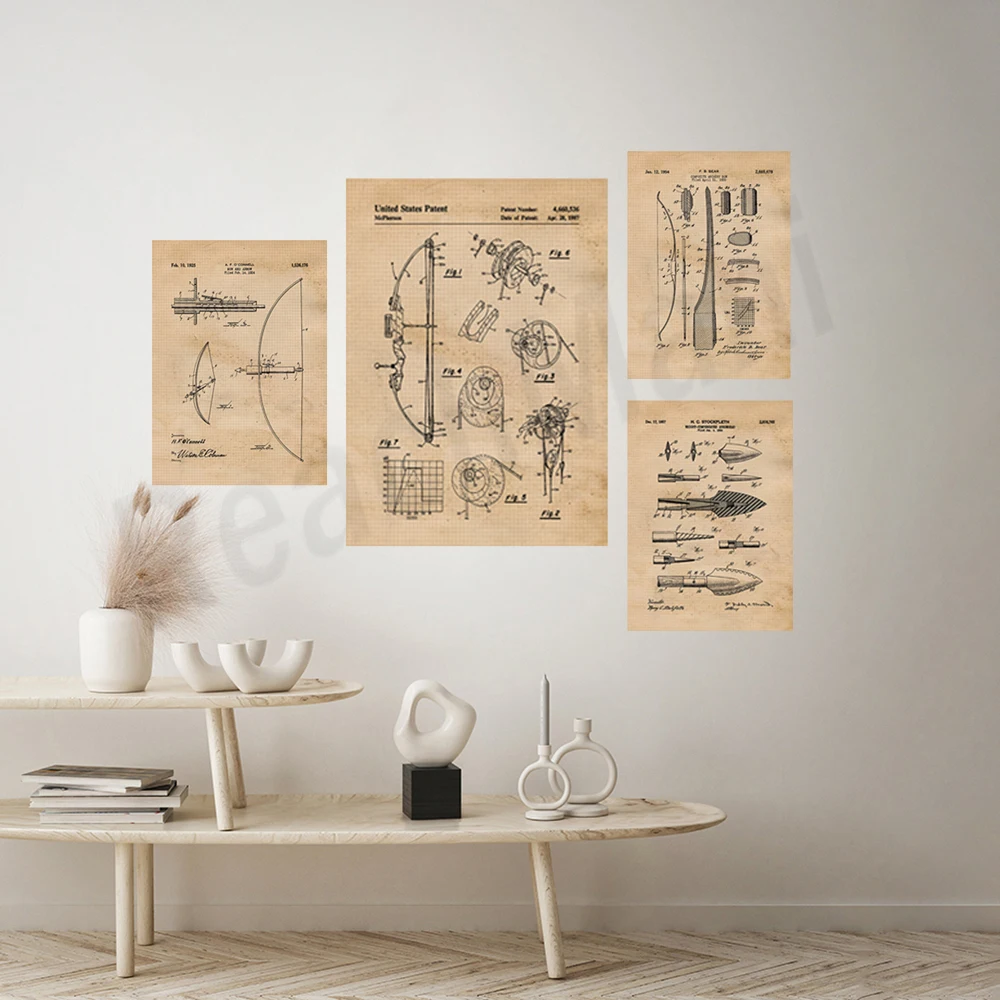 Vintage yay ve ok patent baskı - Outdoor Hunting Paintings incelemesi ve fiyatı