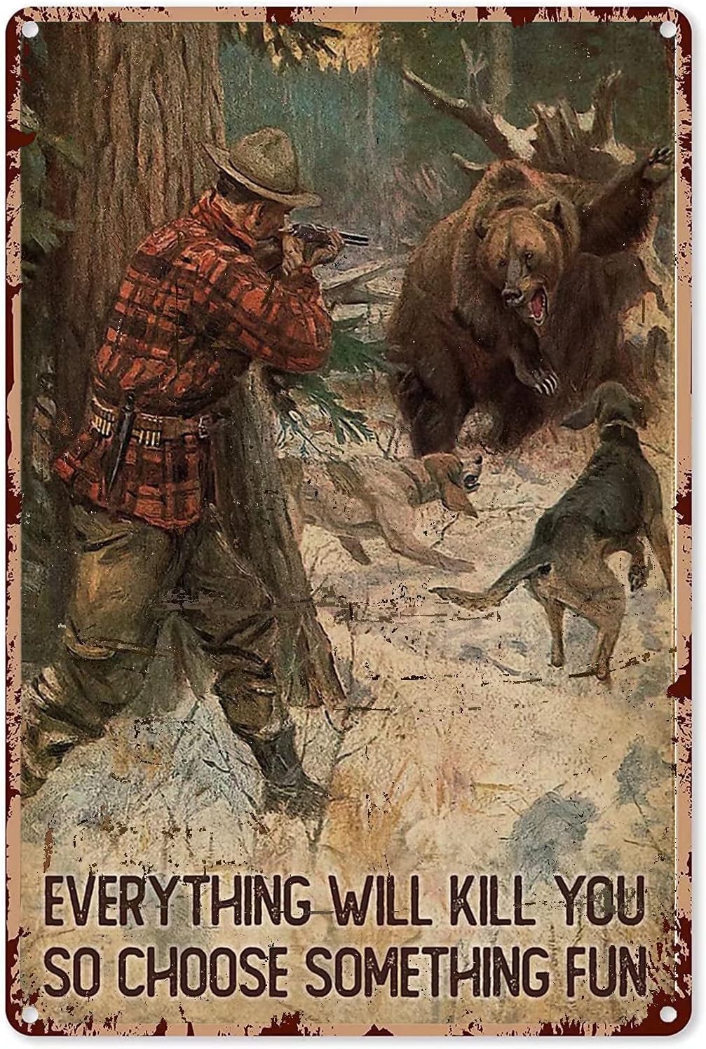 Avcılık Ayısı Metal Tabela, He - Outdoor Hunting Paintings incelemesi ve fiyatı
